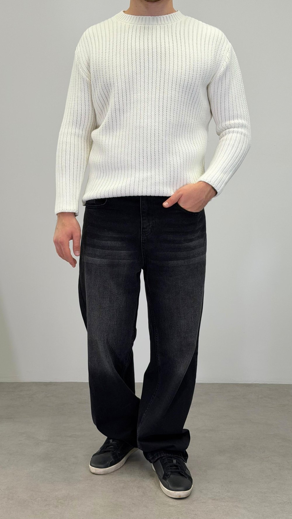 BAGGY TAŞ YIKAMALI JEAN SİYAH