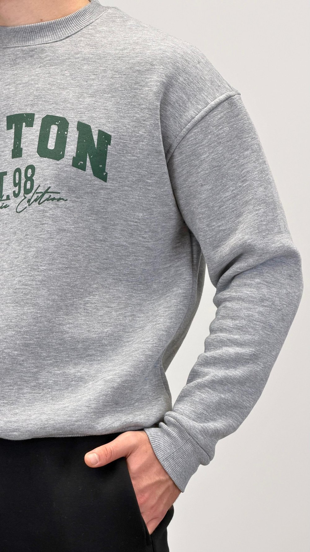 BOSTON BİSİKLET YAKA SWEATSHİRT GRİ