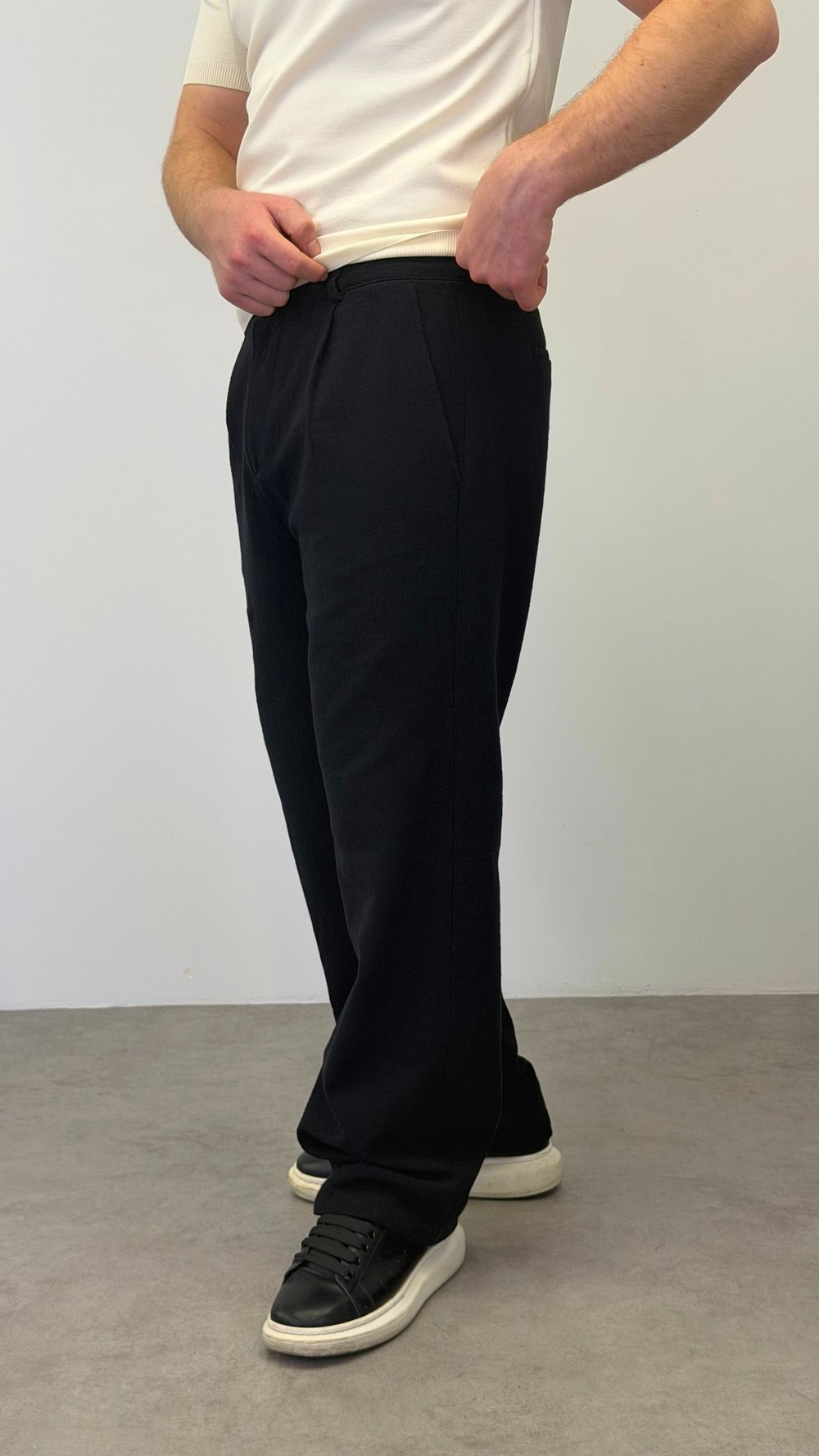 ÇİZGİLİ BAGGY PANTOLON SİYAH