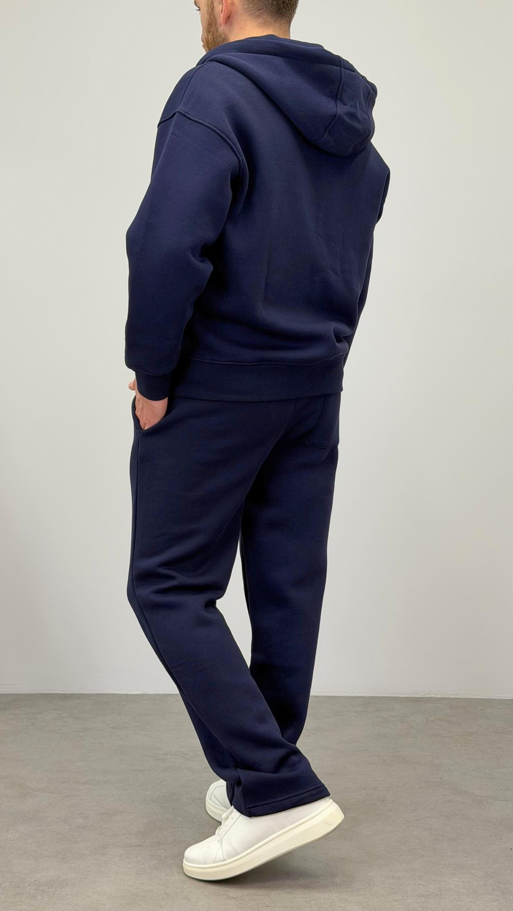 FERMUARLI BASIC KAPŞONLU SWEATSHIRT LACİVERT
