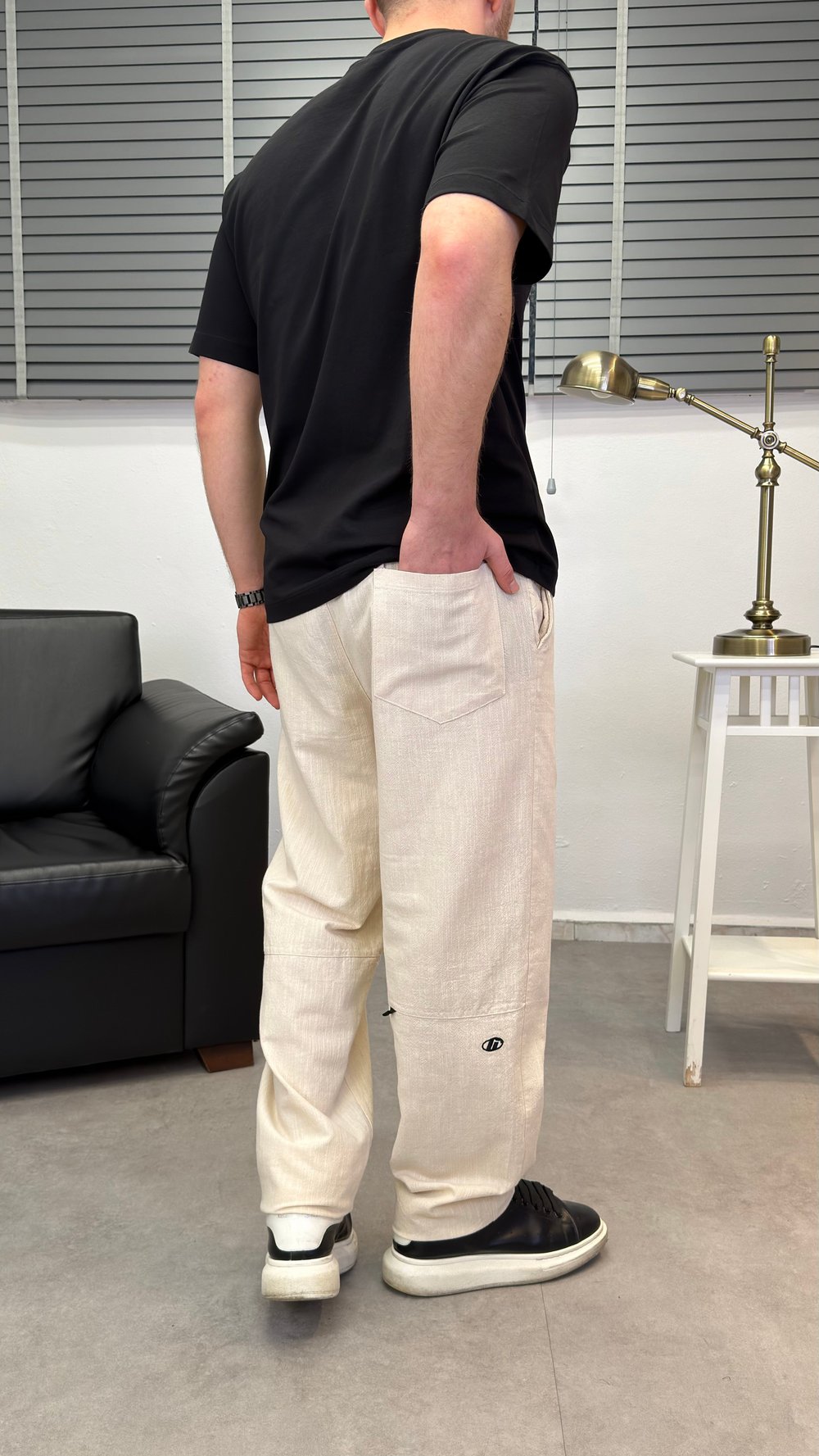 NAKIŞLI BAGGY PANTOLON BEJ