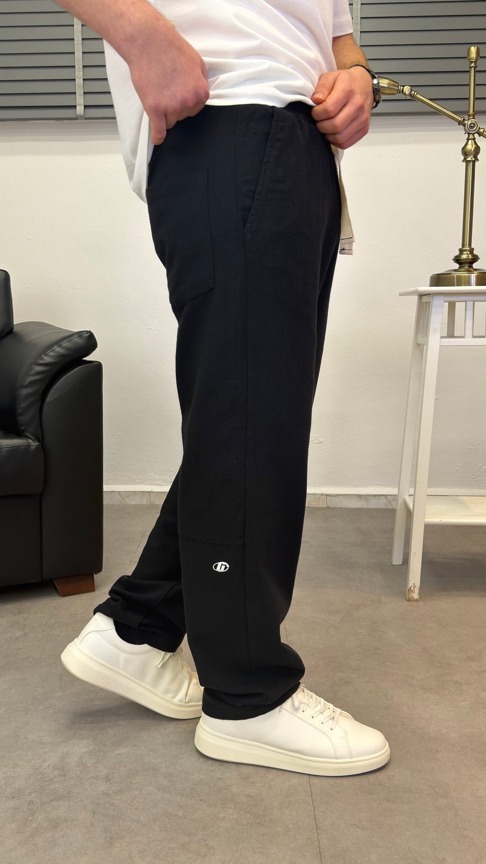NAKIŞLI BAGGY PANTOLON SİYAH