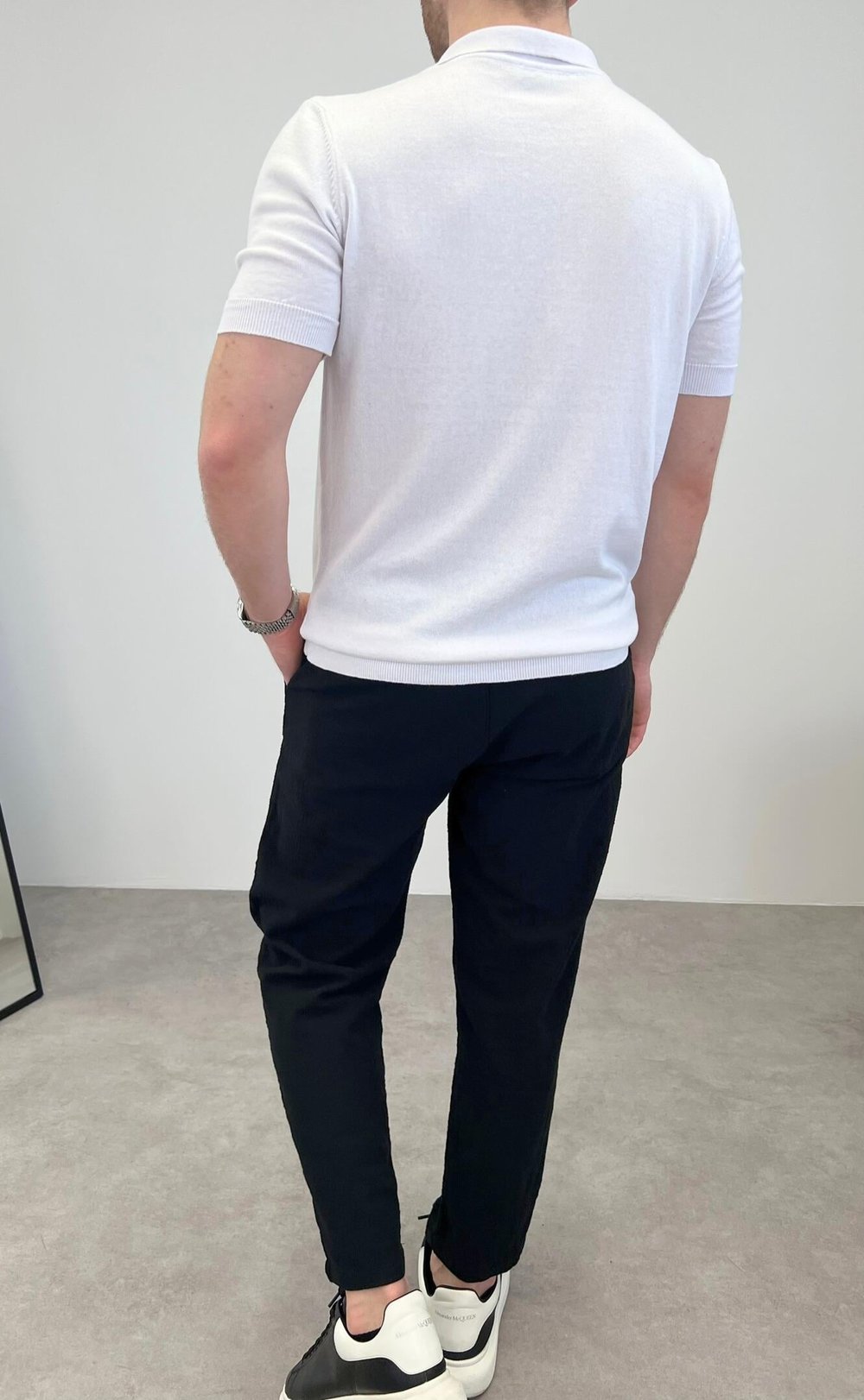 ÖRME POLO YAKA DÜĞMELİ T-SHIRT BEYAZ