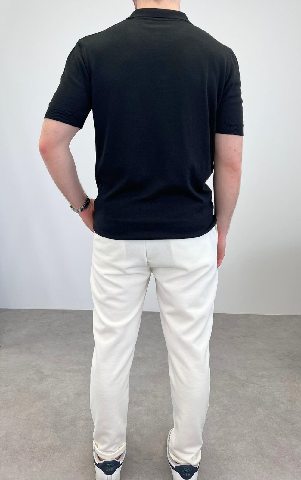 ÖRME POLO YAKA DÜĞMELİ T-SHIRT SİYAH