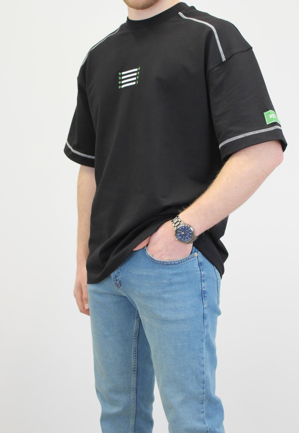 OVERSIZE 22 BASKILI T-SHIRT SİYAH