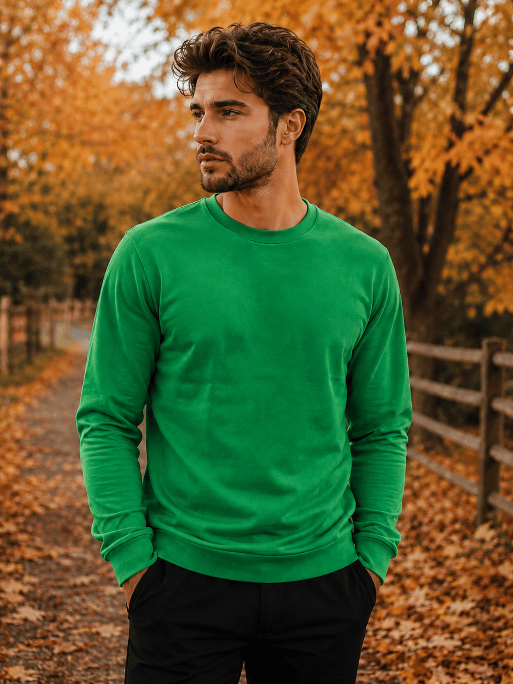 Erkek Basic Bisiklet Yaka Sweatshirt