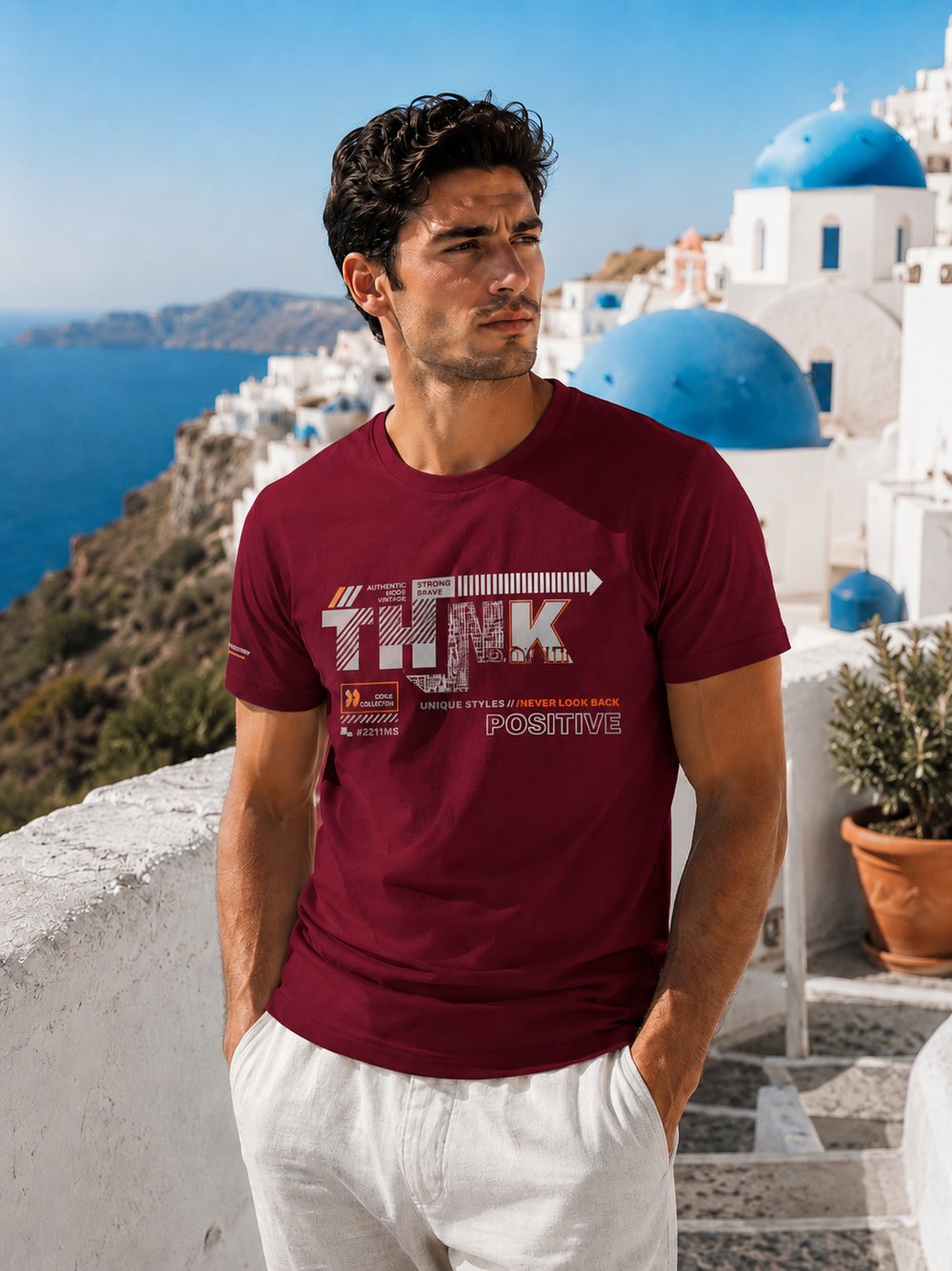 Erkek Baskılı Pamuk T-shirt