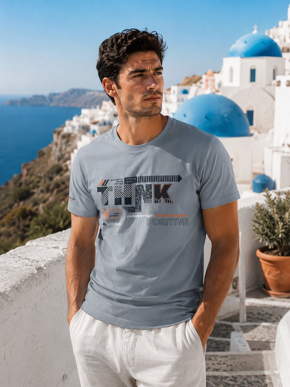 Erkek Baskılı Pamuk T-shirt