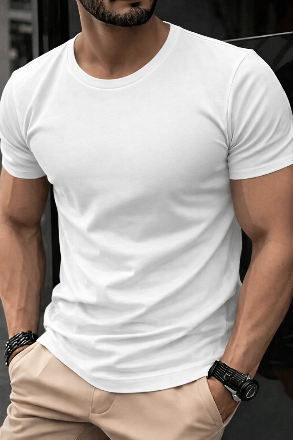 Erkek Bisiklet Yaka Pamuk Spor T-shirt