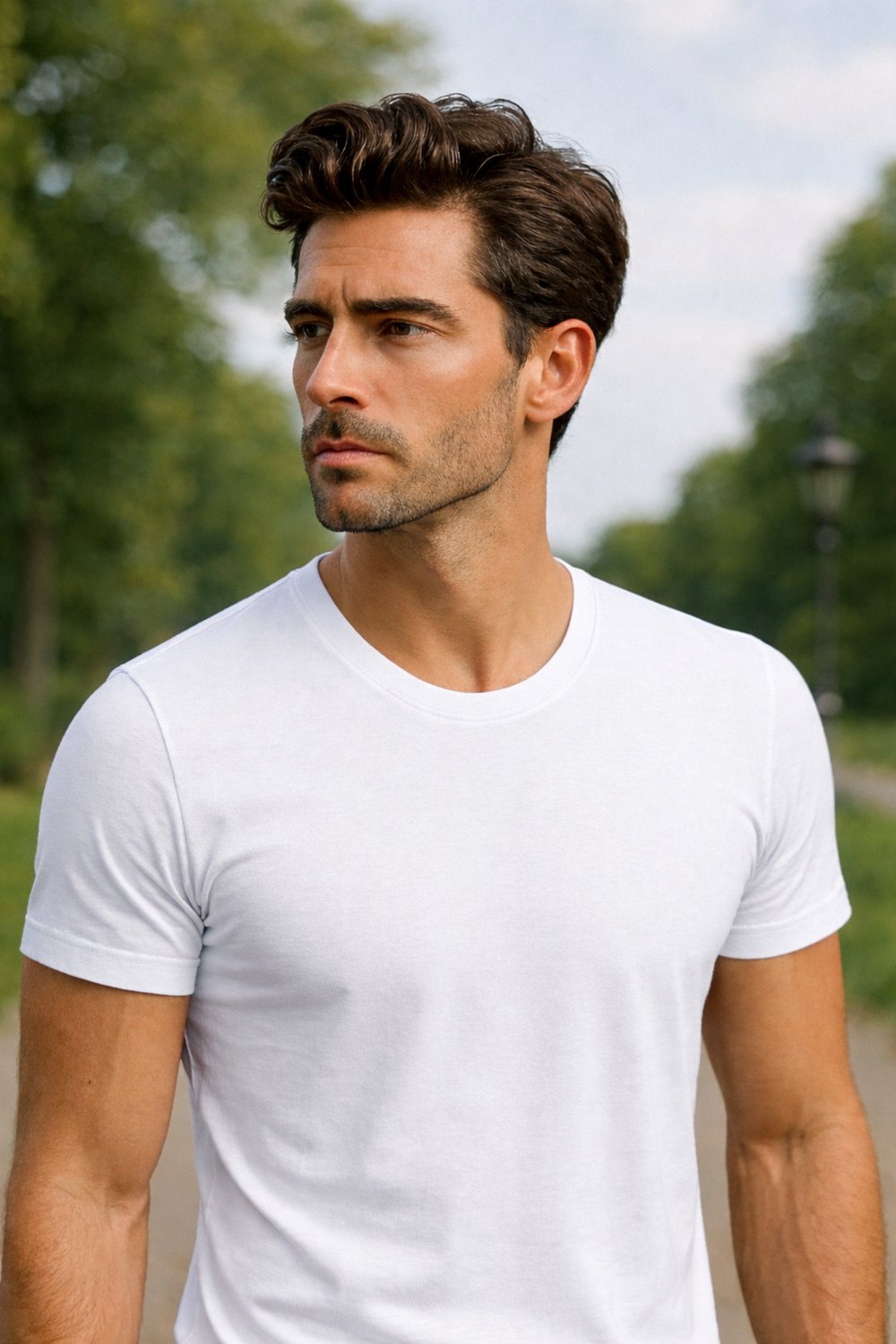 Erkek Bisiklet Yaka Regular Fit %100 Pamuk Tişört Spor T-shirt