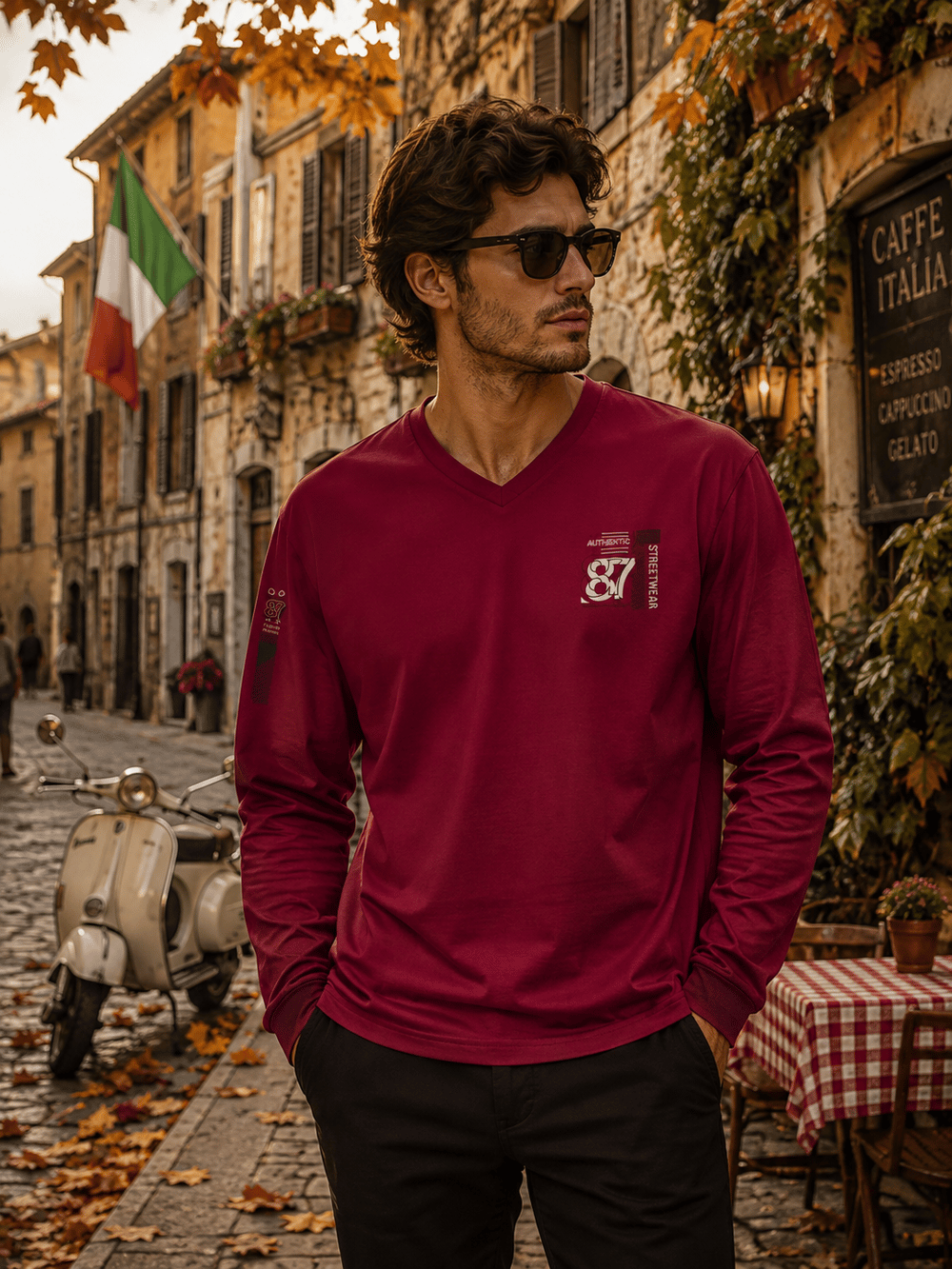 Erkek V yaka Sweatshirt %100 Pamuk