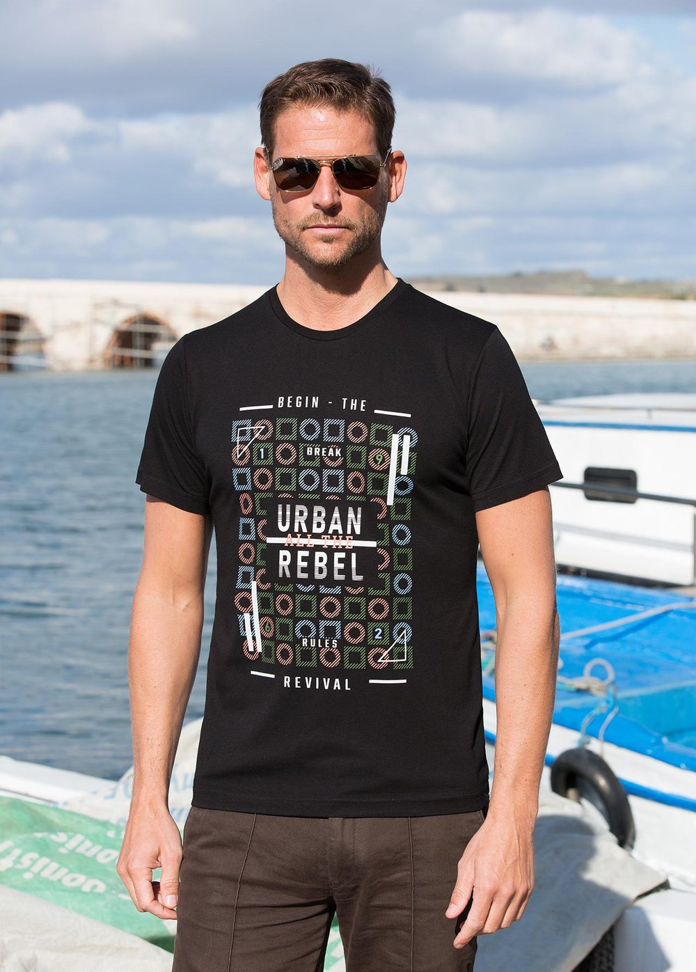 Masimar Erkek %100 Pamuk Slim Fit Baskılı T-shirt