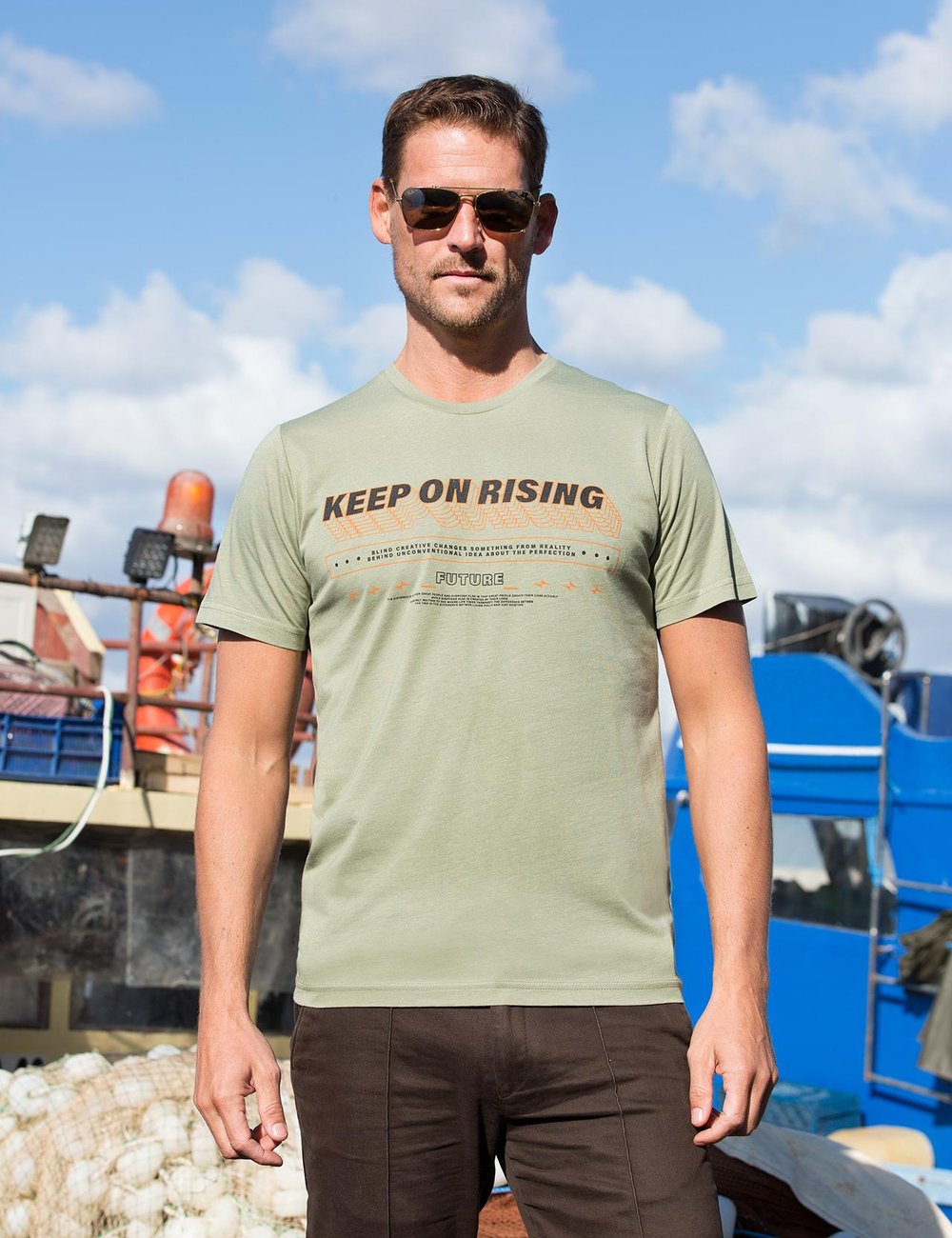 Masimar Erkek Bambu Kumaş Baskılı Bisiklet Yaka T-shirt