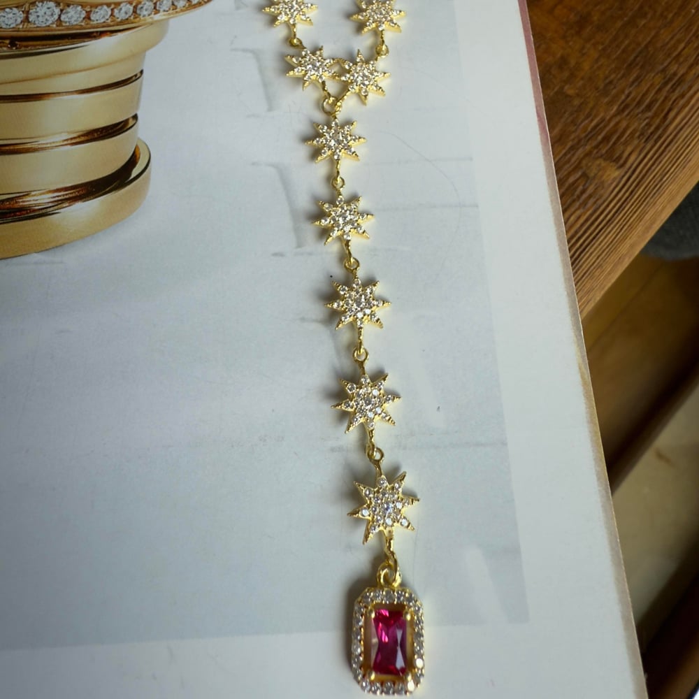 PEMBE TAŞLI Y GOLD KOLYE