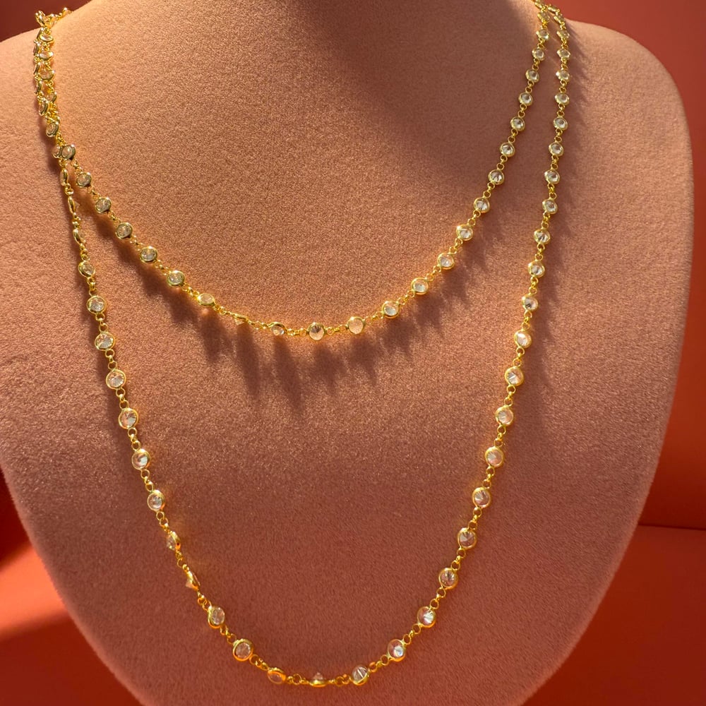 SIRALI TAŞLI GOLD KOLYE