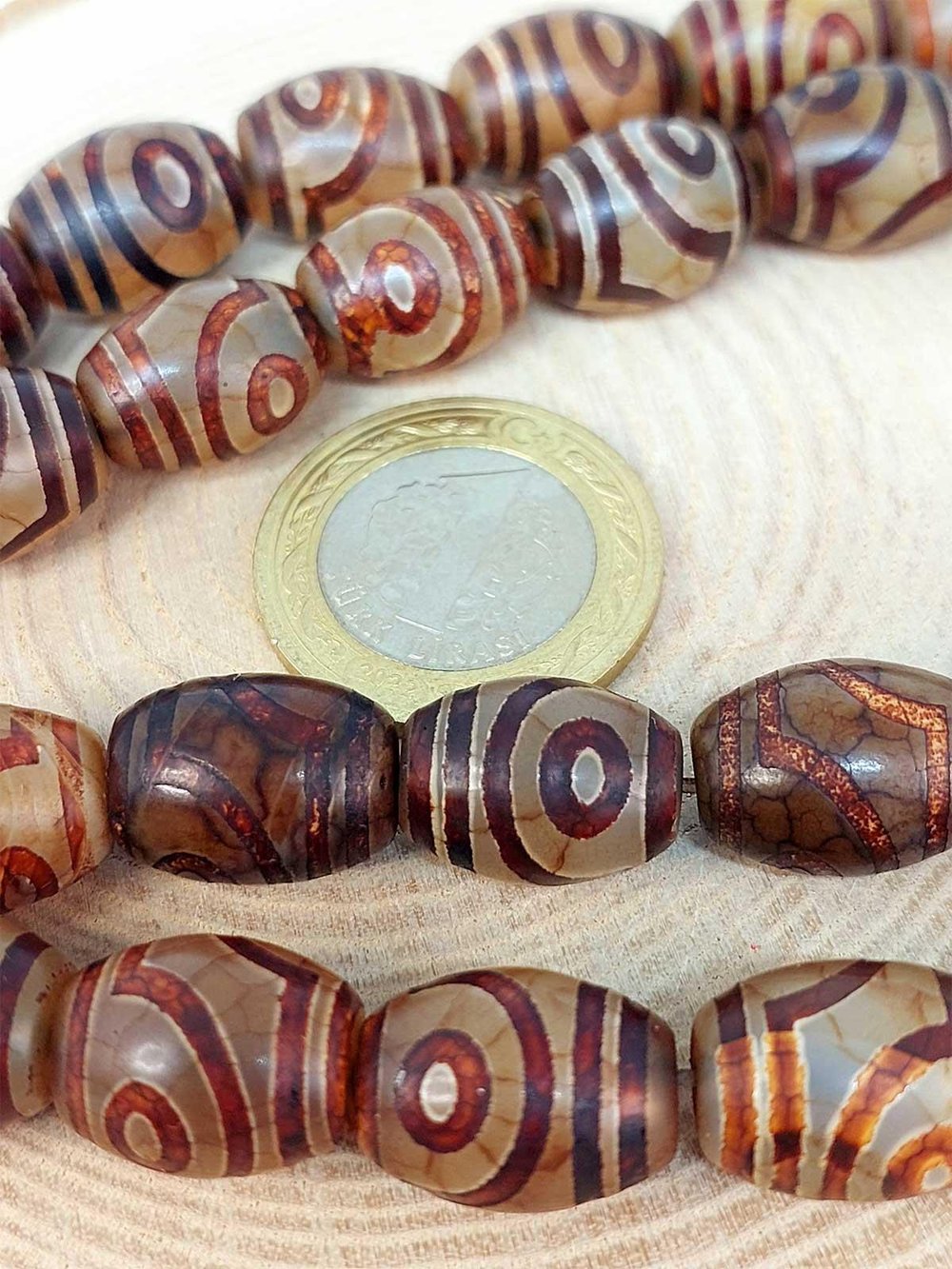 2 Göz Tibet Akik Taşı Şekilli Kesim 12x15mm/adet (45792-1)