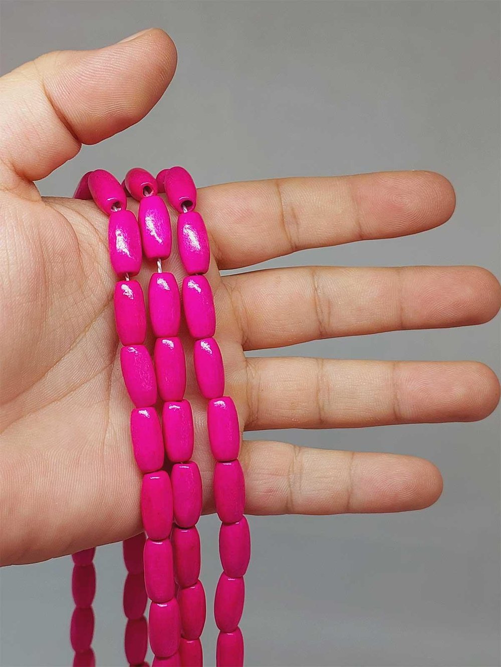 Ahşap Silindir Kesim YARIM Dizi 7*14mm Pembe (51436) (18cm uzunluğundadır)