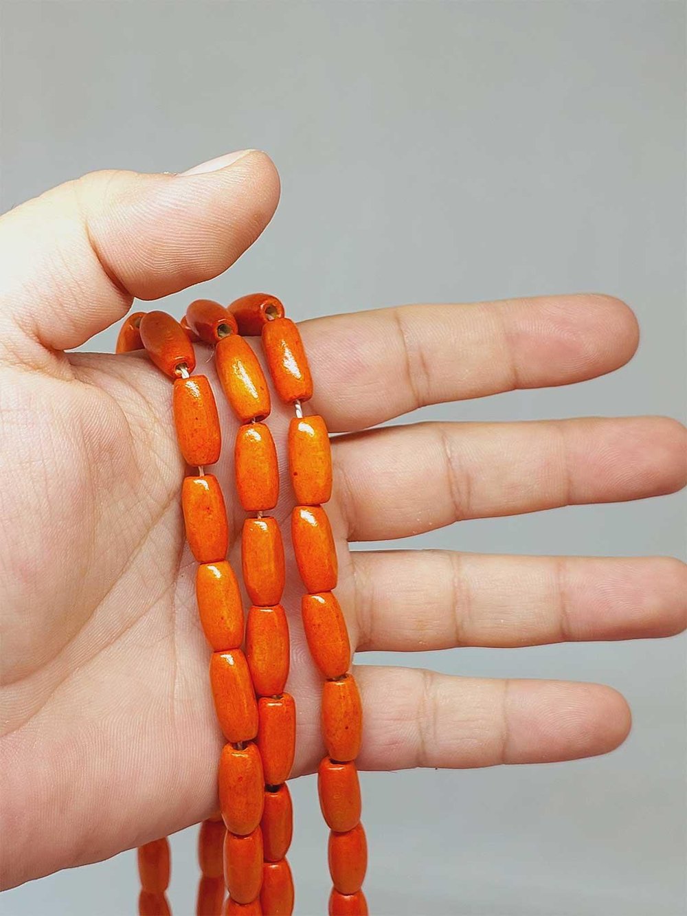 Ahşap Silindir Kesim YARIM Dizi 7*14mm Turuncu (51432) (18cm uzunluğundadır)