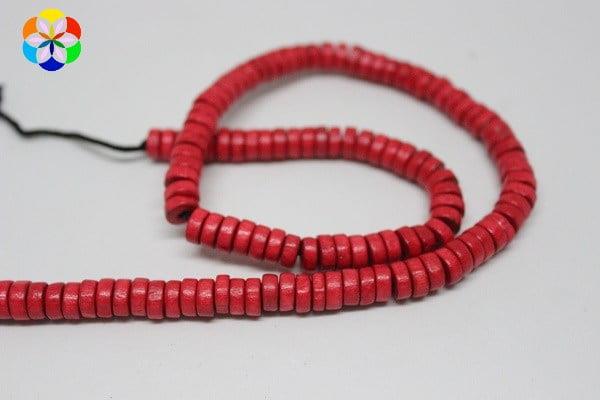 Ahşap YARIM Dizi Rondela Kırmızı (18cm uzunluğundadır)