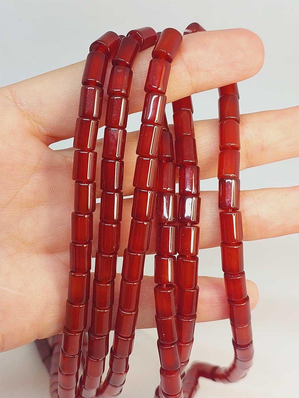 Akik Taşı Şekilli 5.5x7.5mm YARIM Dizi (49412) (18cm uzunluğundadır)