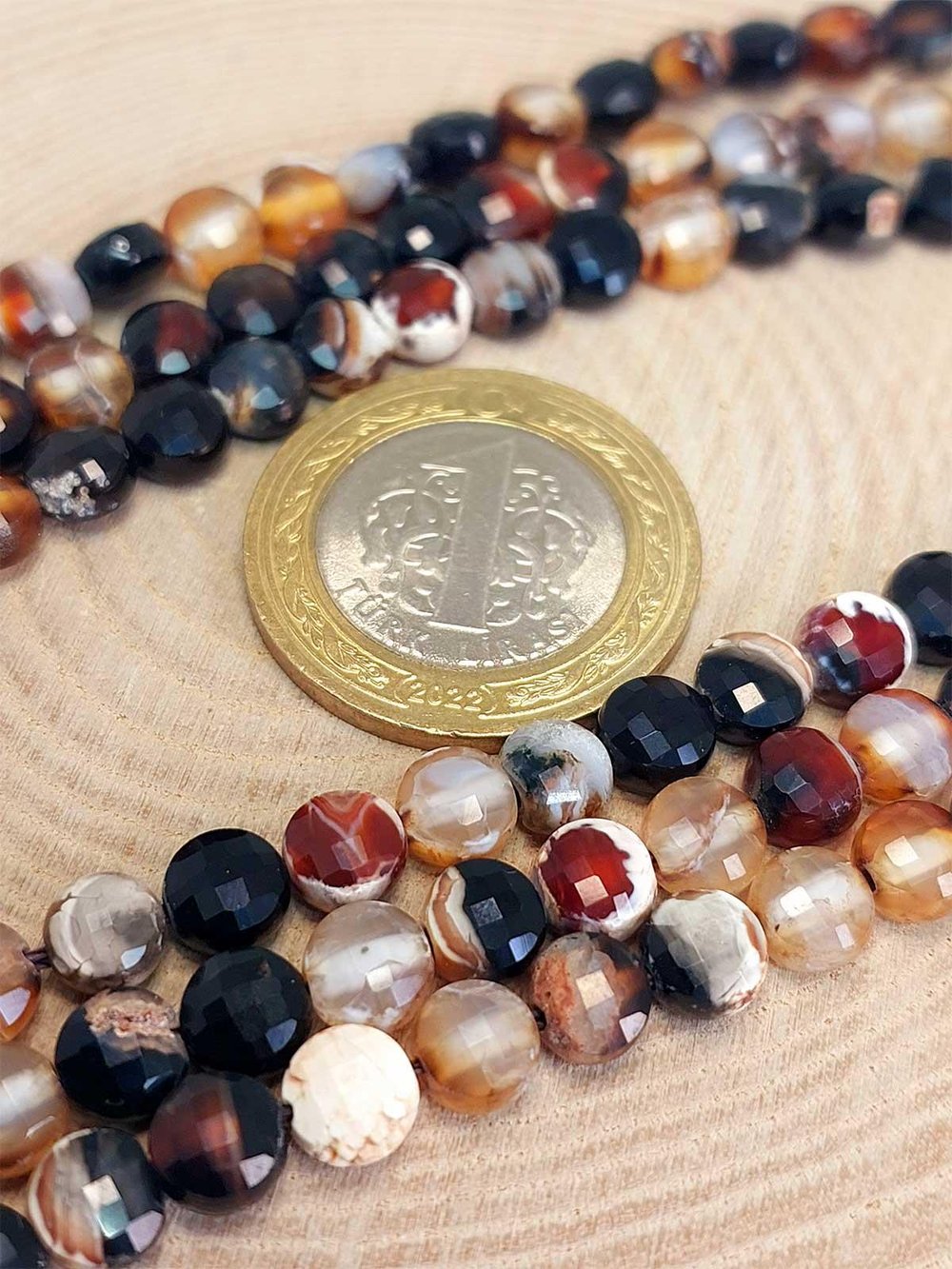 Akik Taşı YASSI Faset Kesim 6x4mm/adet (42810-1)