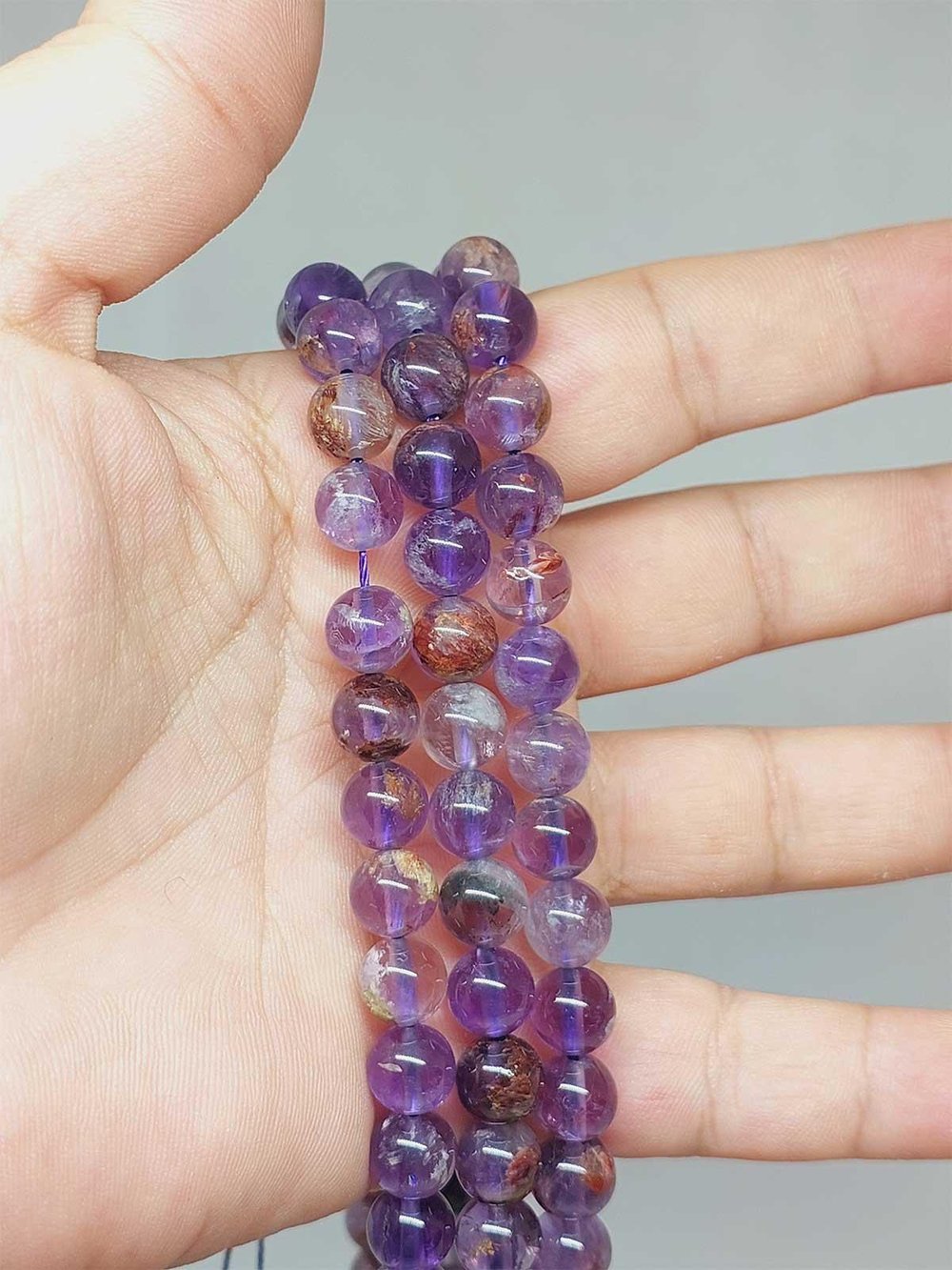 Ametrin Taşı YARIM Dizi 8mm (51348) (18cm uzunluğundadır)
