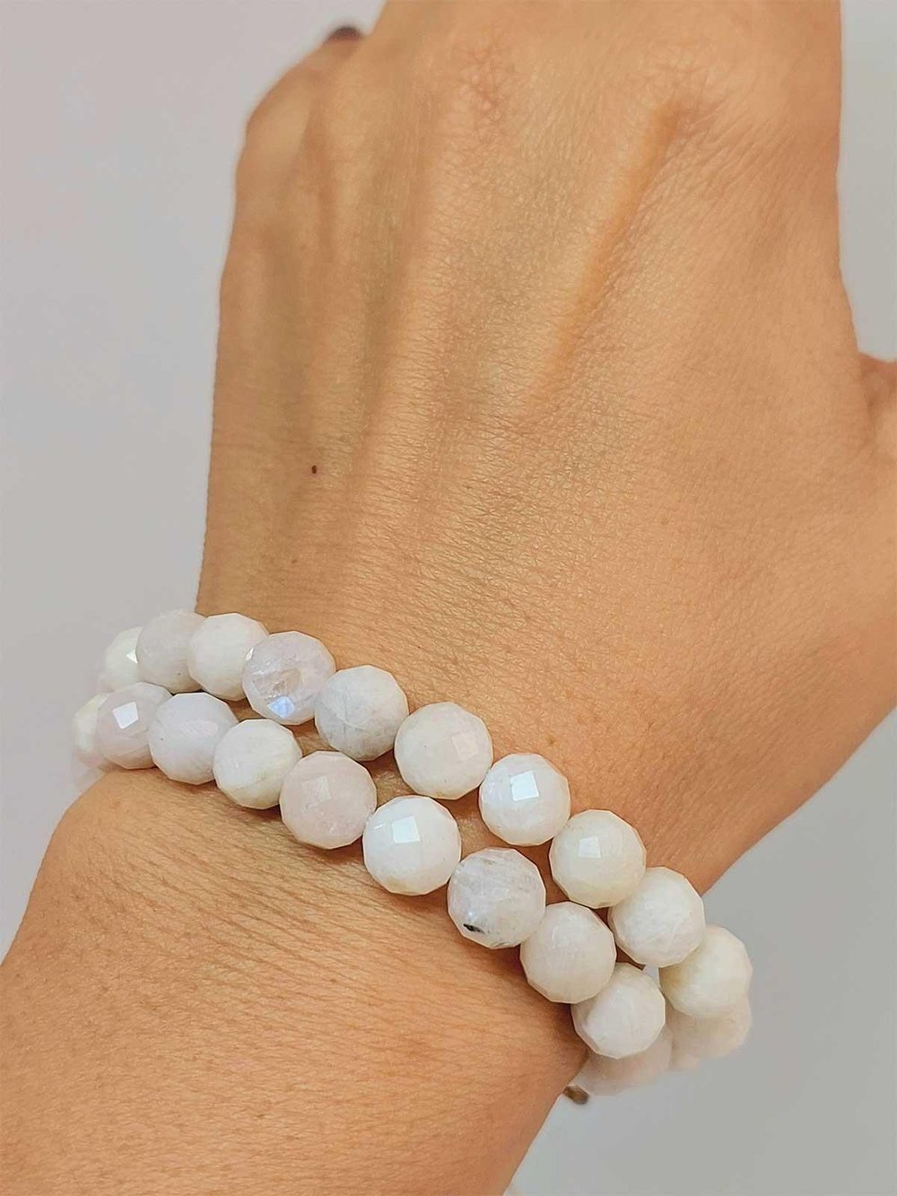 Ay Taşı Faset Kesim 8mm Unisex İkili Bileklik