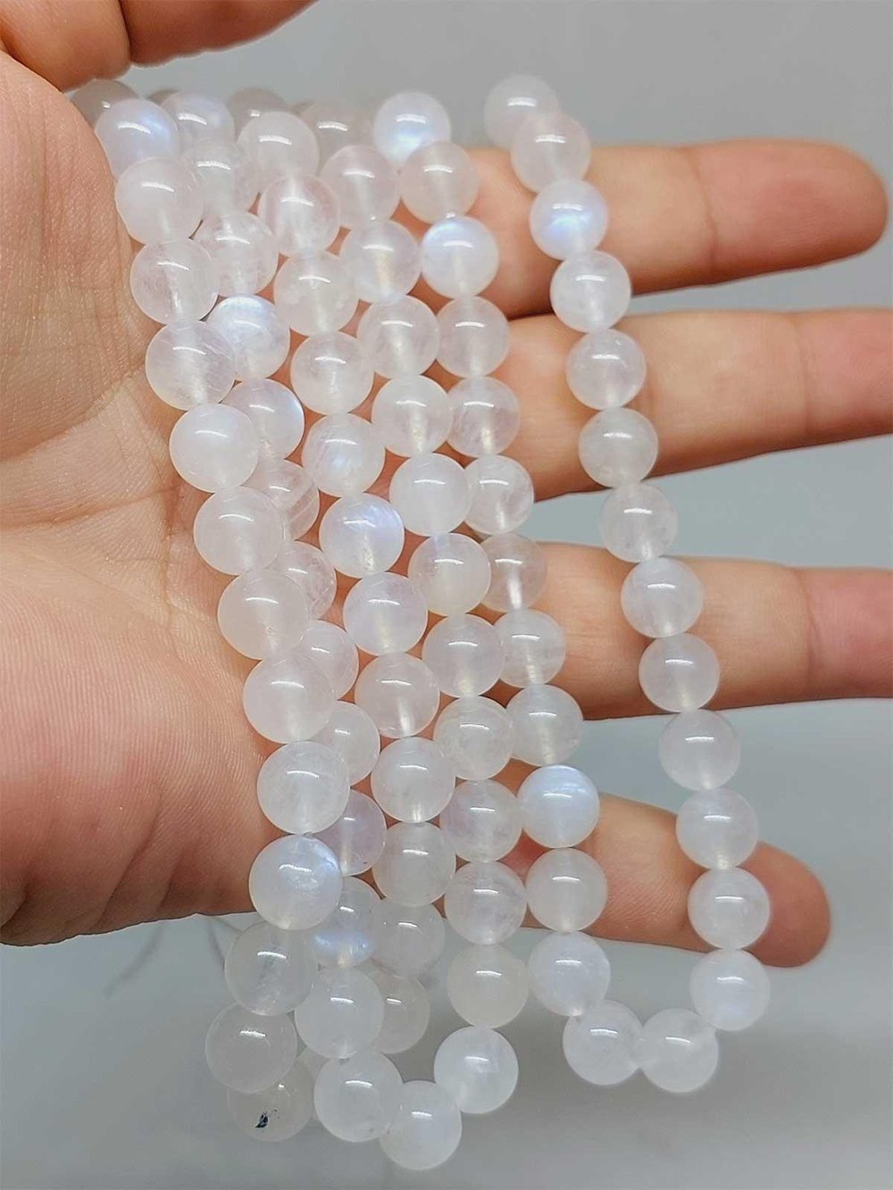 Ay Taşı Royal Quality Kolye Yansımalı Renkler 8mm Çelik Kapama (51278)