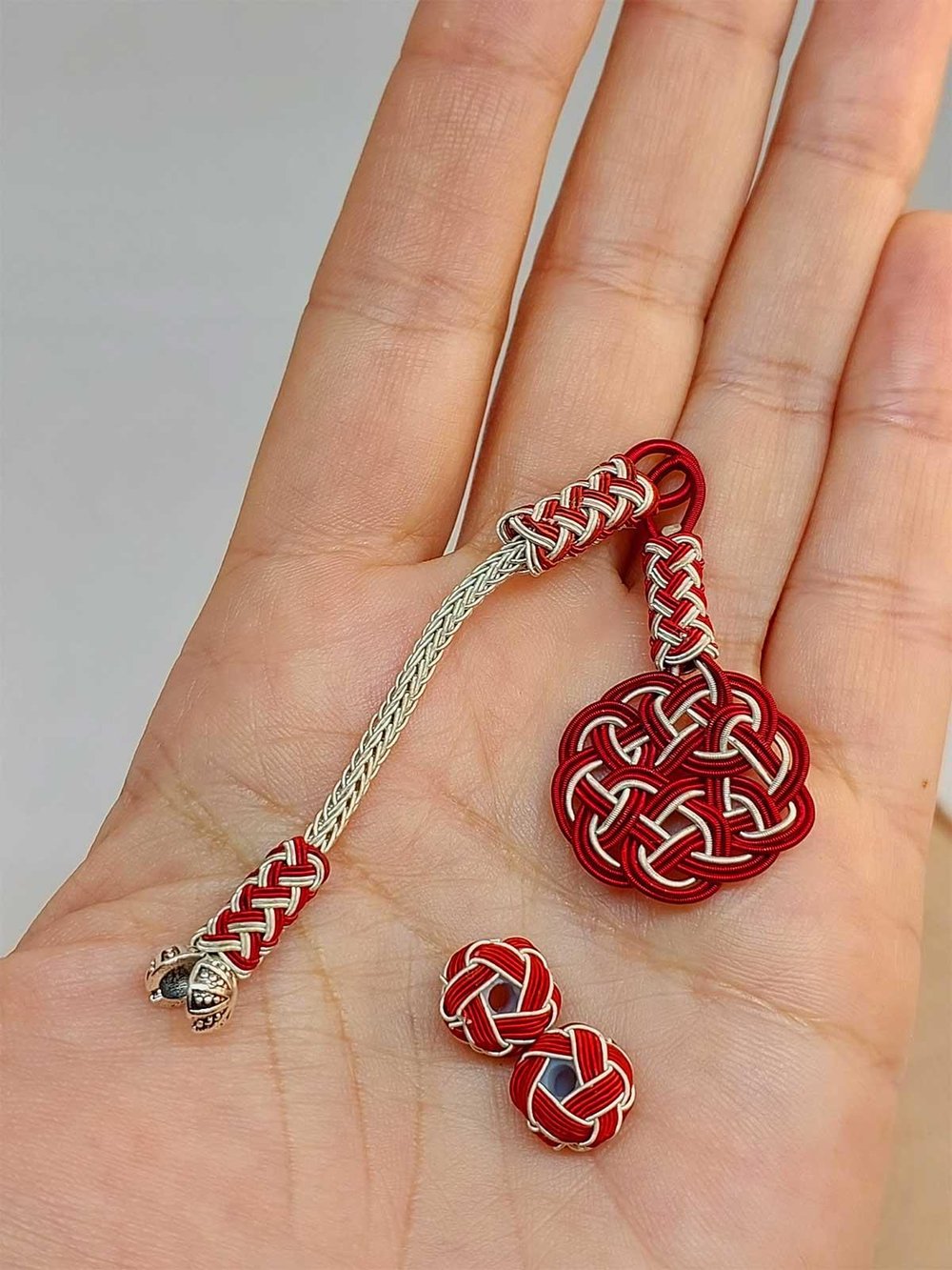 Bakır El İşi Kazaz Püskül & 2 Habbeli Takım (45566)