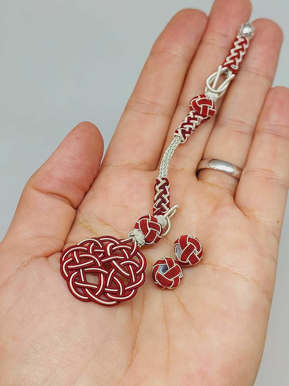 Bakır El İşi Kazaz Püskül & 2 Habbeli Takım (55724)