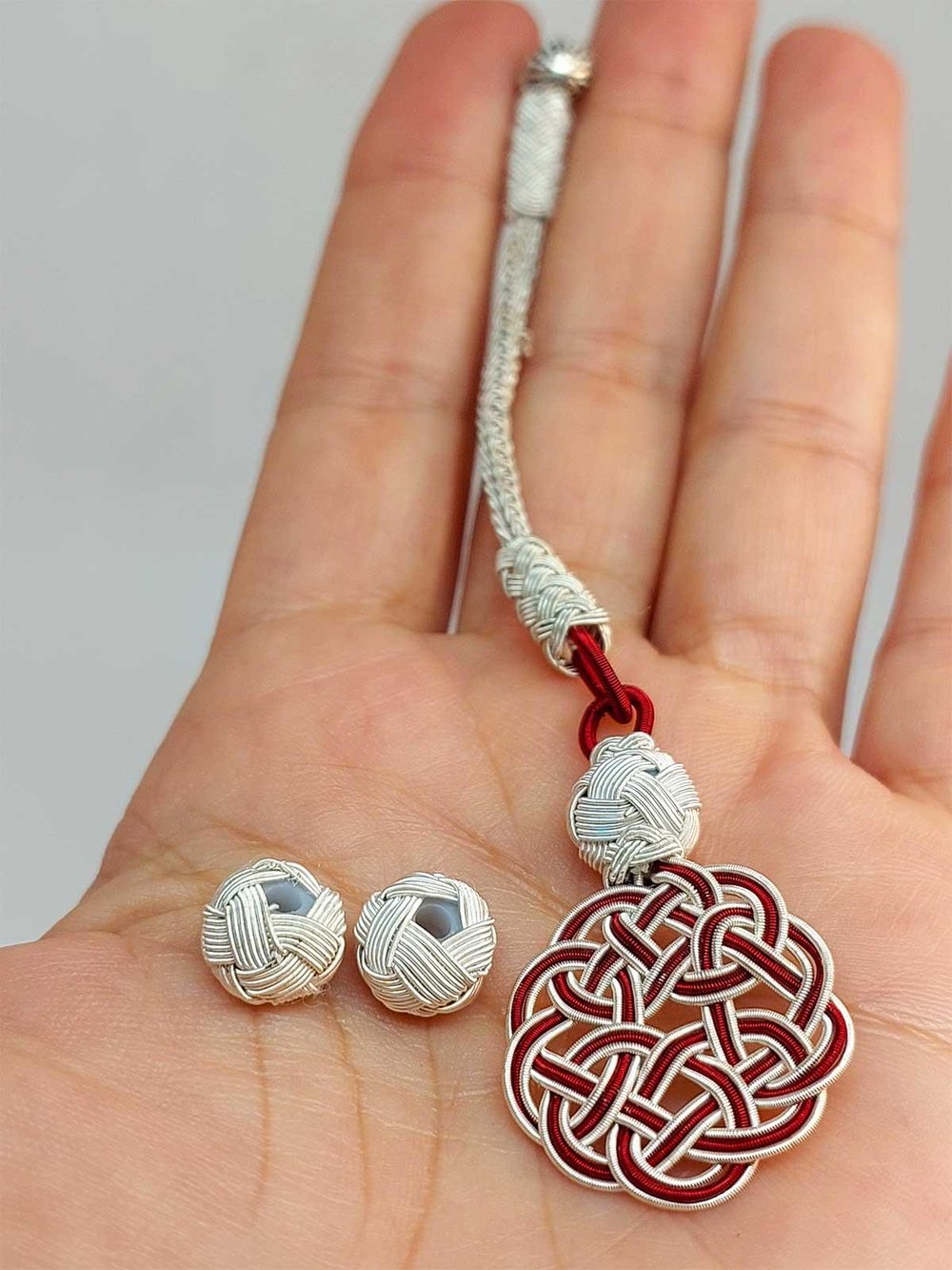 Bakır El İşi Kazaz Püskül & 2 Habbeli Takım (45572)