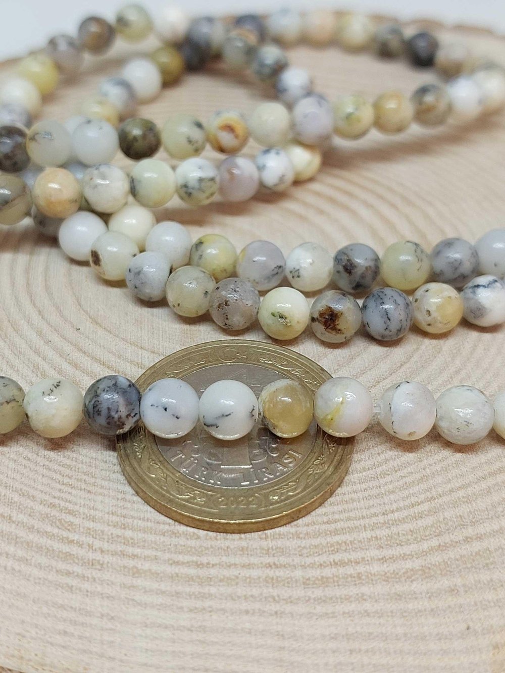Beyaz Alacalı Opal Taşı 6mm/adet