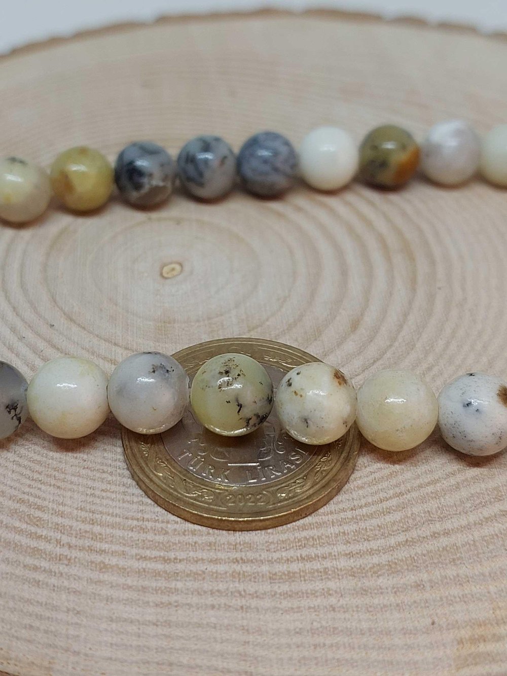 Beyaz Alacalı Opal Taşı 8mm/adet