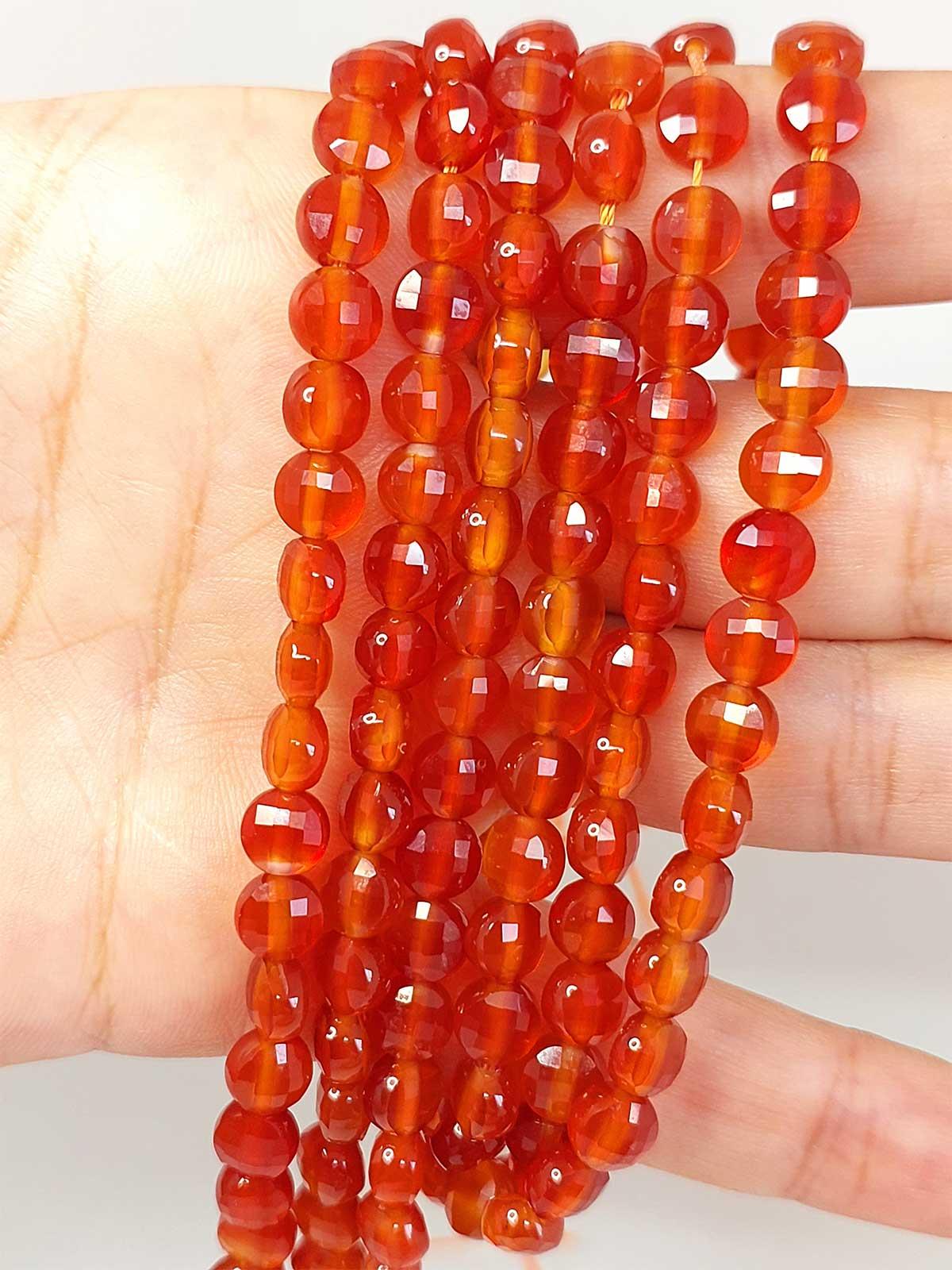 Çeyrek Dizi (9cm uzunluğundadır!) Akik Taşı YASSI Faset Kesim Çeyrek Dizi 6x4mm (42805)
