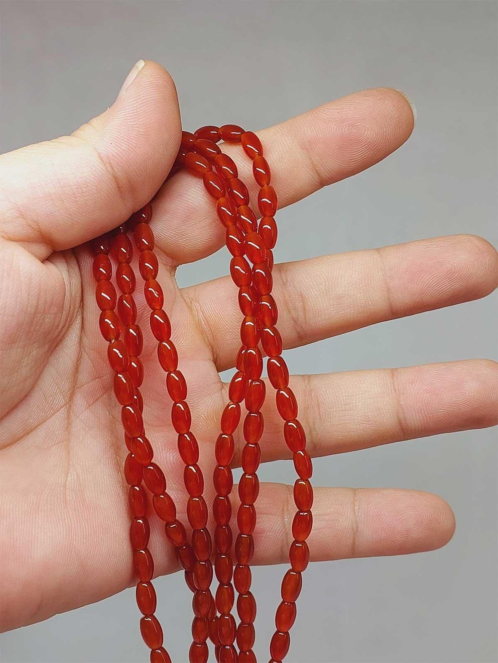 Çeyrek Dizi (9cm uzunluğundadır!) Akik Taşı Arpa Kesim Çeyrek Dizi 4*6mm (49976)