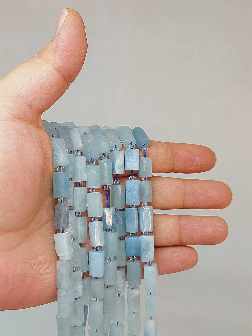 Çeyrek Dizi (9cm uzunluğundadır!) Akuamarin Taşı 7x12mm Çeyrek Dizi (49938)