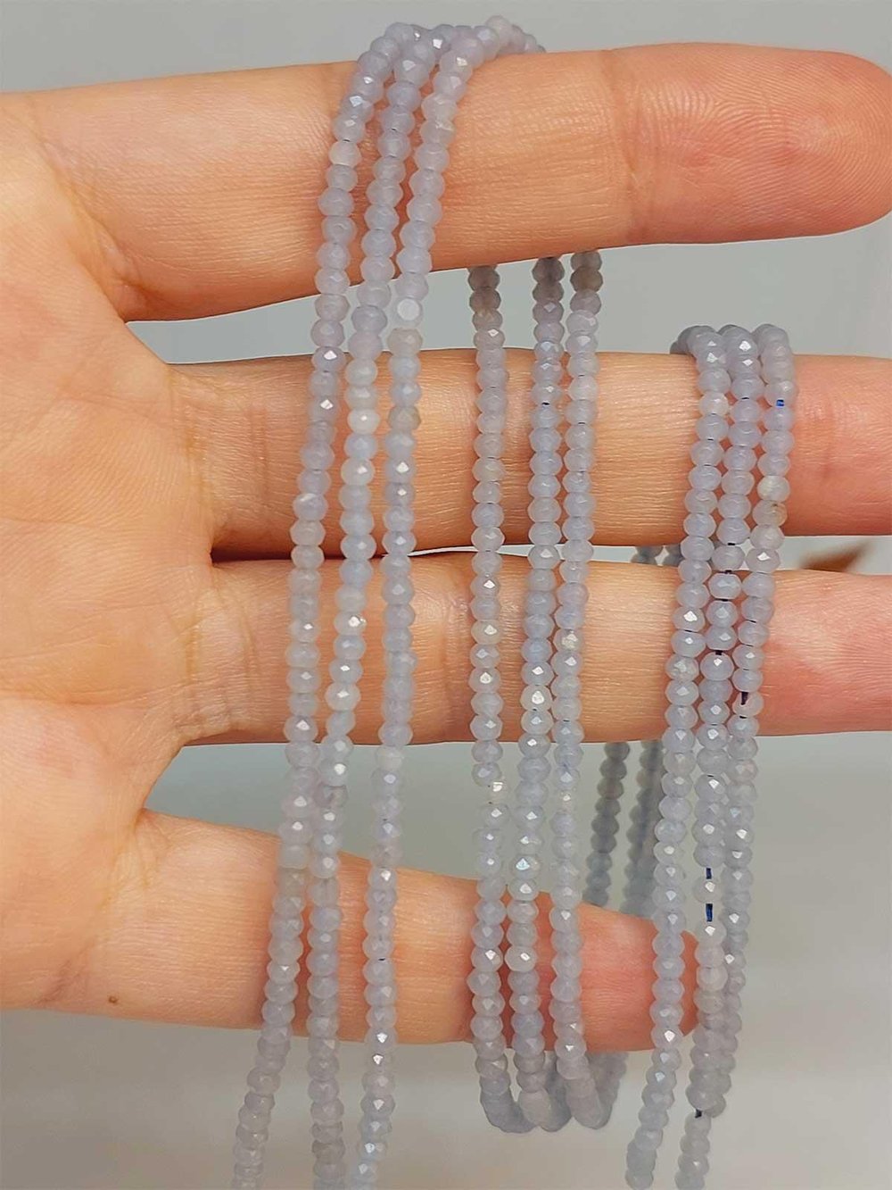 Çeyrek Dizi (9cm uzunluğundadır!) Angelit Taşı Rondela Faset Kesim Çeyrek Dizi 1.5*2.5mm (45942)