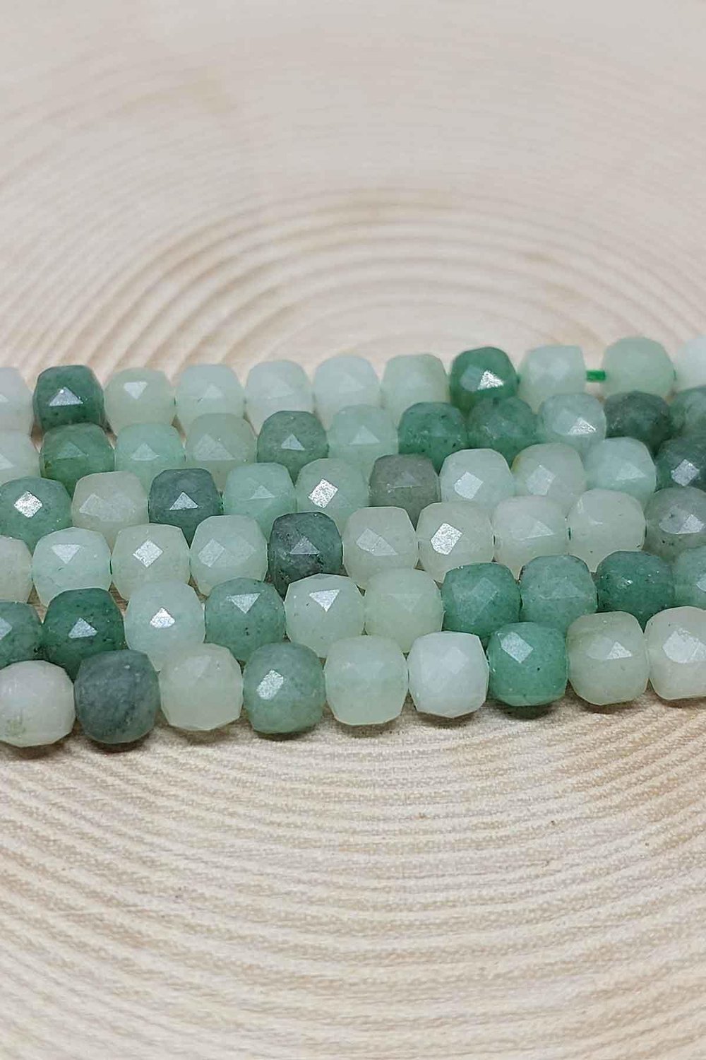 Çeyrek Dizi (9cm uzunluğundadır!) Aventurin Taşı Küp Şekilli Çeyrek Dizi 5.5mm