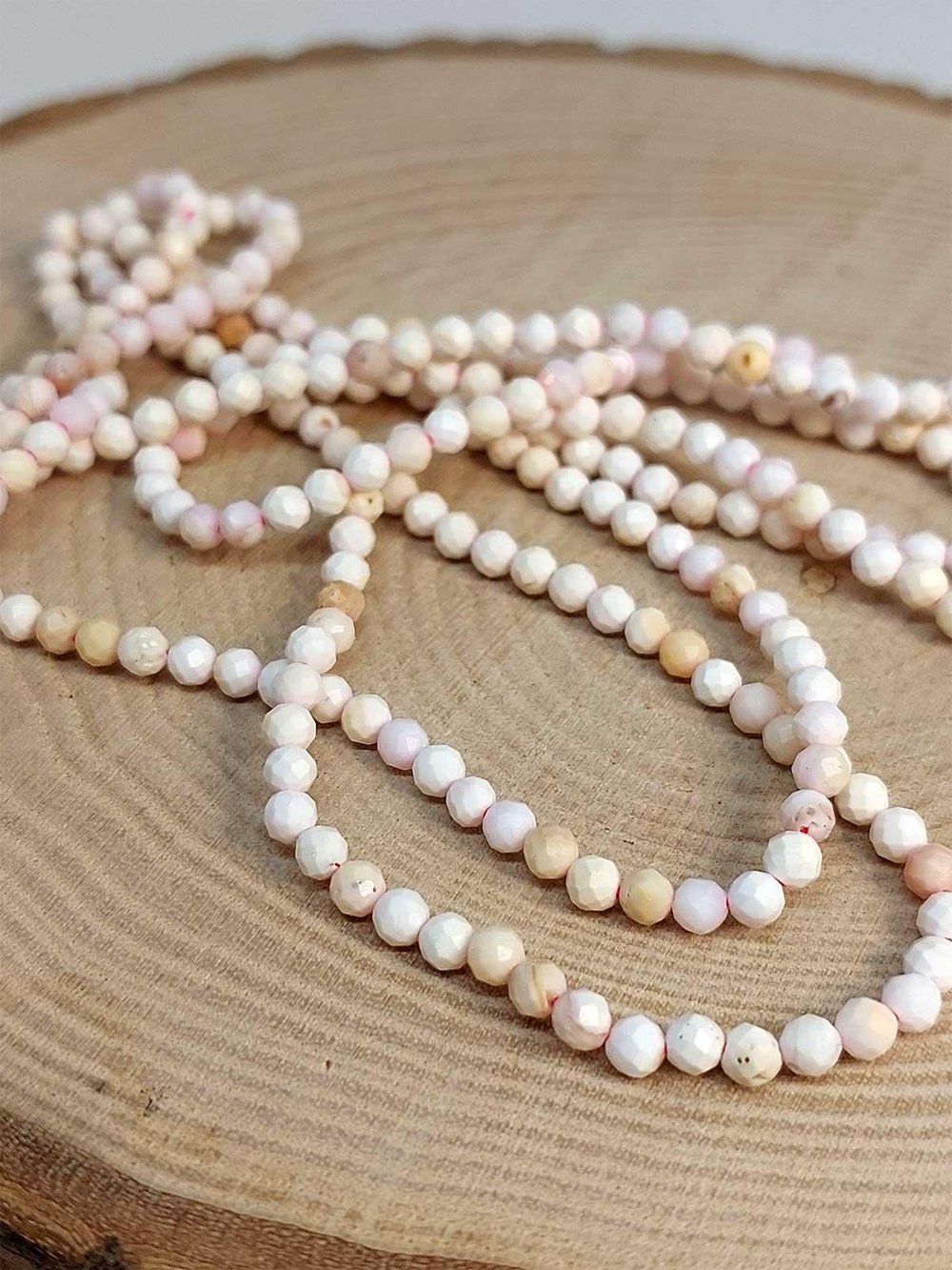 Çeyrek Dizi (9cm uzunluğundadır!) Beyaz Opal Taşı Çeyrek Dizi 3mm
