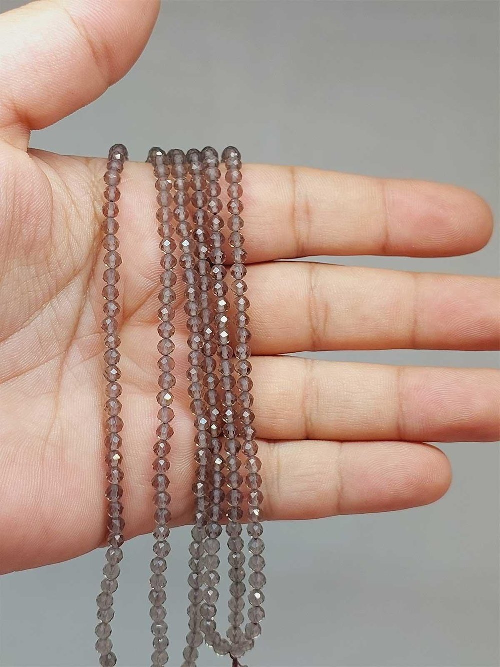 Çeyrek Dizi (9cm uzunluğundadır!) Dumanlı Kuvars Taşı Çeyrek Dizi 3mm (51192)