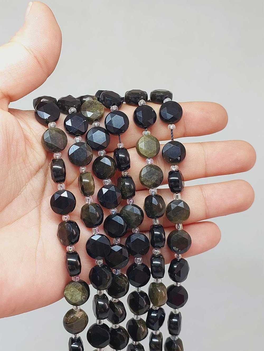 Çeyrek Dizi (9cm uzunluğundadır!) Golden Obsidyen Taşı 5.5x9.5mm Çeyrek Dizi (49906)