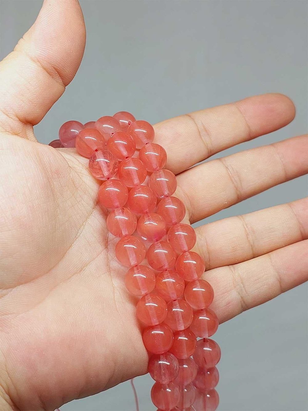 Çeyrek Dizi (9cm uzunluğundadır!) Gül Kuvars Taşı Çeyrek Dizi 10mm (51364)