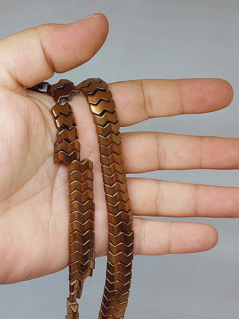 Çeyrek Dizi (9cm uzunluğundadır!) Hematit Taşı Şekilli Çift Delikli 4.5*12mm Çeyrek Dizi (52312)