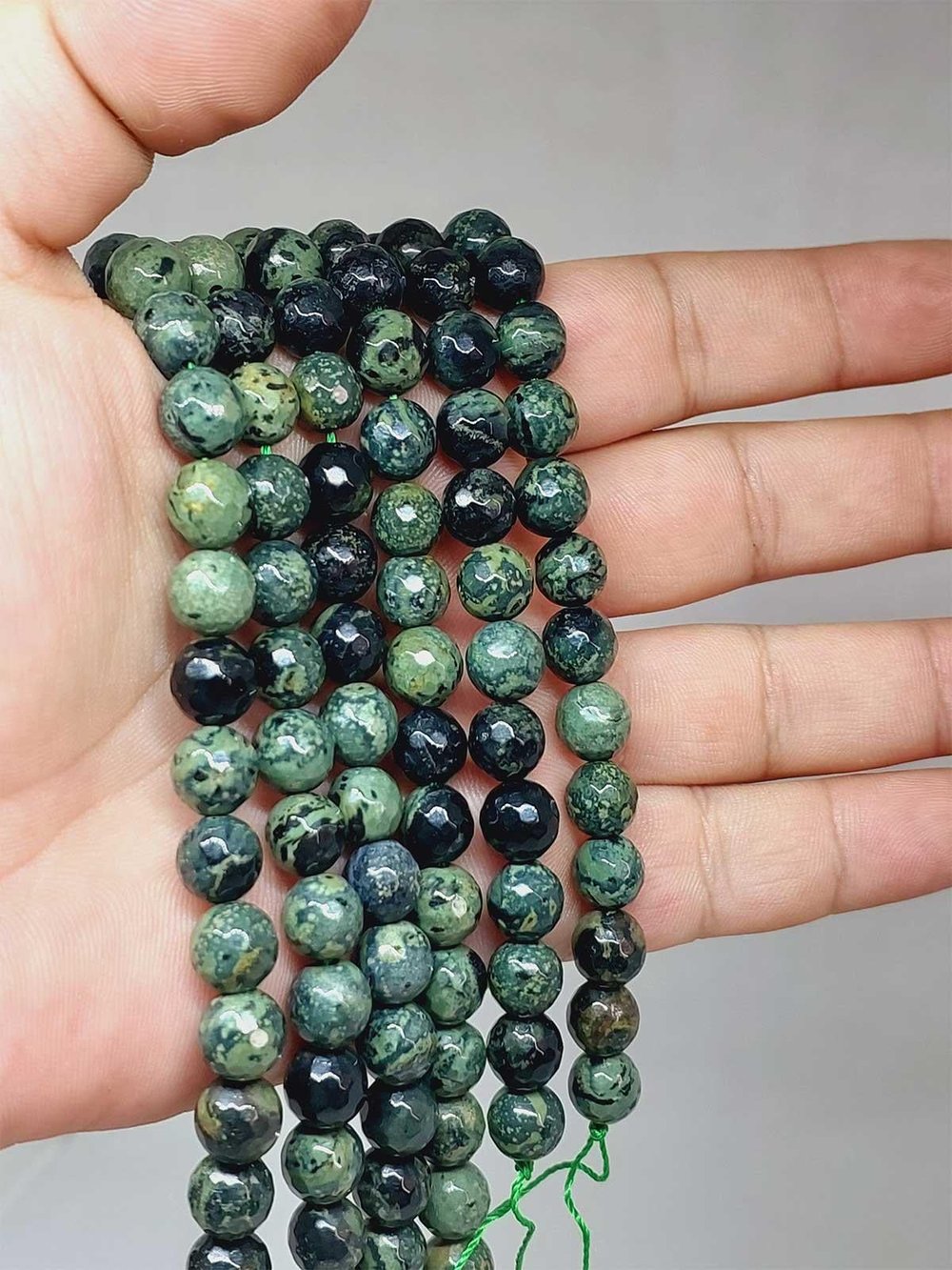 Çeyrek Dizi (9cm uzunluğundadır!) Jasper Taşı Faset Kesim Çeyrek Dizi 8mm (52836)