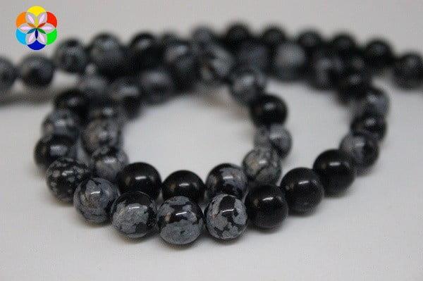 Çeyrek Dizi (9cm uzunluğundadır!) Kar Tanesi Obsidyen Taşı Çeyrek Dizi 6mm