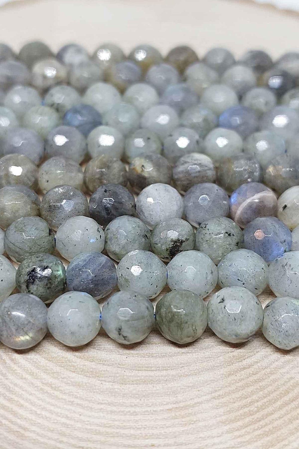 Çeyrek Dizi (9cm uzunluğundadır!) Labradorit Taşı Açık Renk Faset Kesim Çeyrek Dizi 8mm