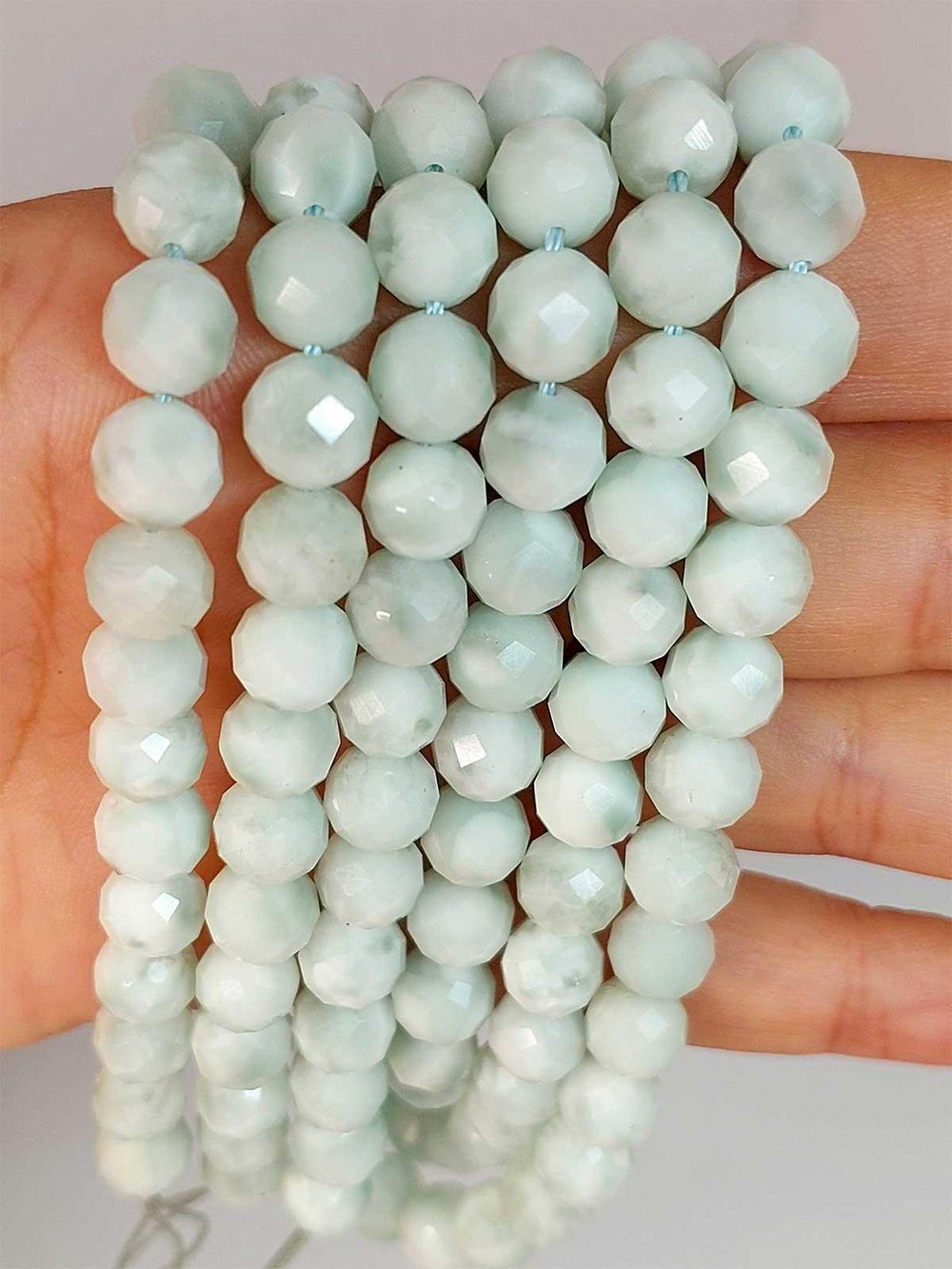 Çeyrek Dizi (9cm uzunluğundadır!) Larimar Taşı Faset Kesim Çeyrek Dizi 8mm