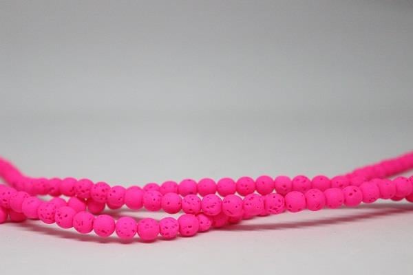 Çeyrek Dizi (9cm uzunluğundadır!) Lav Taşı Fosforlu Pembe Renkli Çeyrek Dizi 6mm