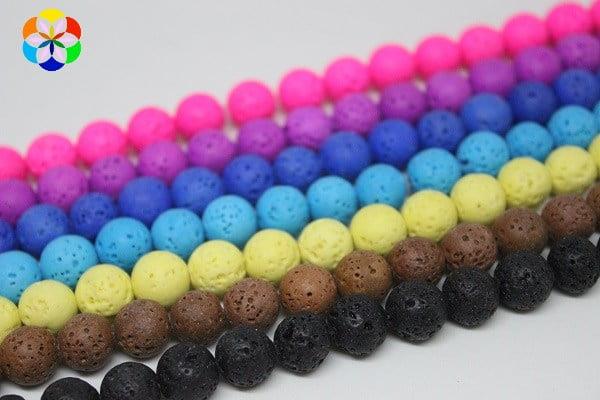 Çeyrek Dizi (9cm uzunluğundadır!) Lav Taşı Eflatun Renkli Çeyrek Dizi 10mm