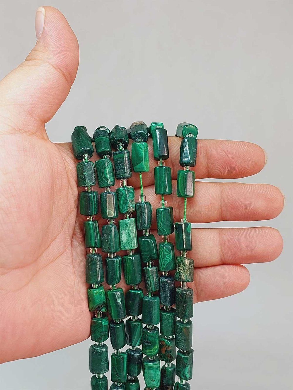 Çeyrek Dizi (9cm uzunluğundadır!) Malakit Taşı 7x12mm Çeyrek Dizi (49954)